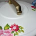 Cake caddy holder cake carrier with pink roses vintage hand painted