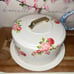 Cake caddy holder cake carrier with pink roses vintage hand painted