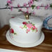 Cake caddy holder cake carrier with pink roses vintage hand painted