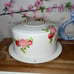 Cake caddy holder cake carrier with pink roses vintage hand painted