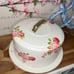 Cake caddy holder cake carrier with pink roses vintage hand painted