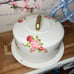 Cake caddy holder cake carrier with pink roses vintage hand painted