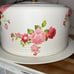 Cake caddy holder cake carrier with pink roses vintage hand painted