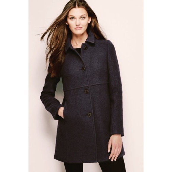 Land’s End Boiled Wool Gray Peacoat Winter Classic Coat Jacket 16