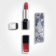 DIOR ROUGE Lipstick FULL SIZE 999 Satin, Exclusive Holder & DIOR VERNIS Nail Set