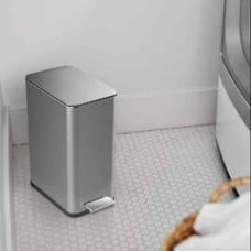 Stainless Steel Slim Step On Trash can 2.6 Gallon Smooth Close Lid Bathroom