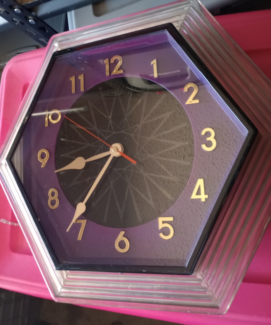 Vintage Kaleidoscope Spiral Motion Light up Wall Clock Disco Red Rare Working