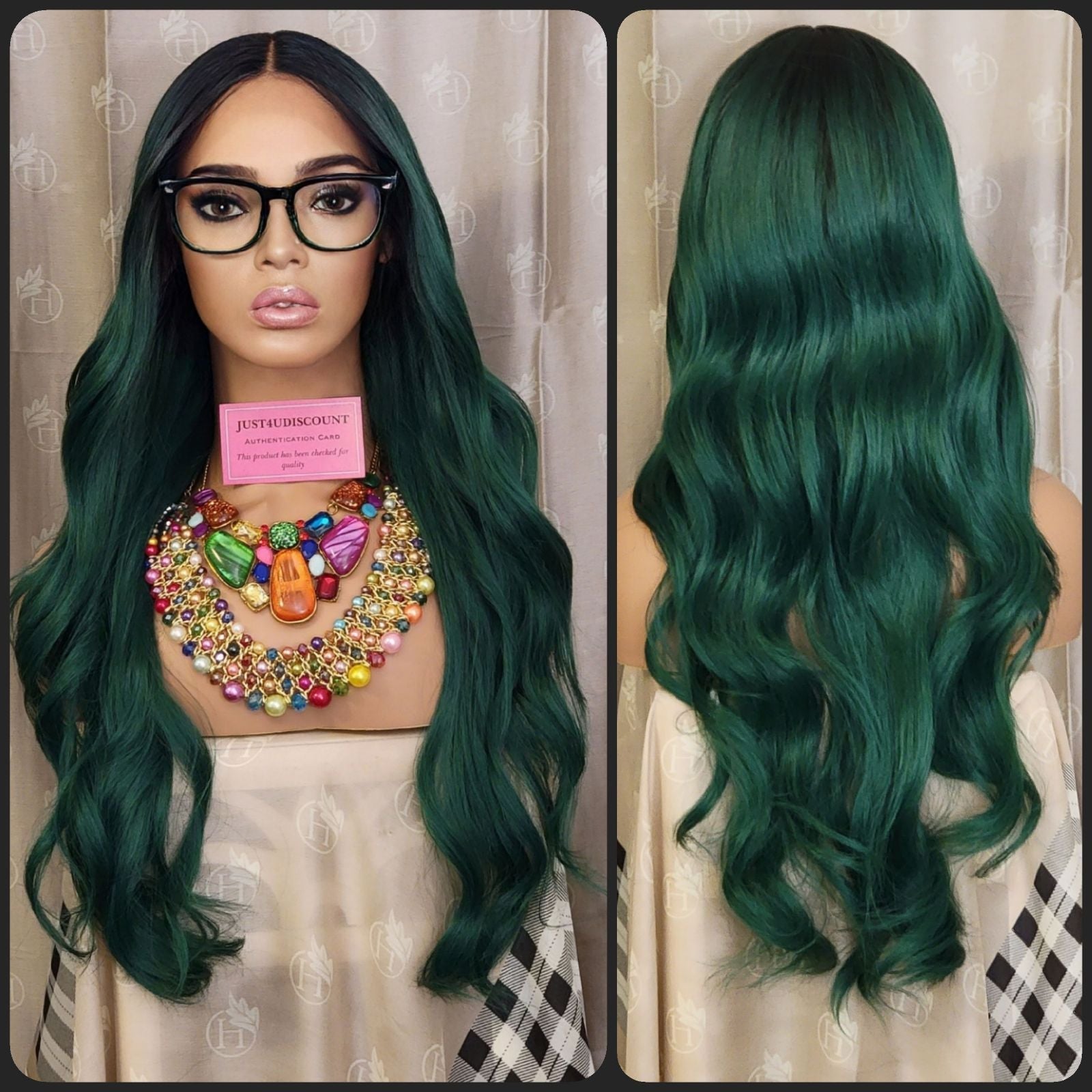 Money green wavy mint h.d lace front wig