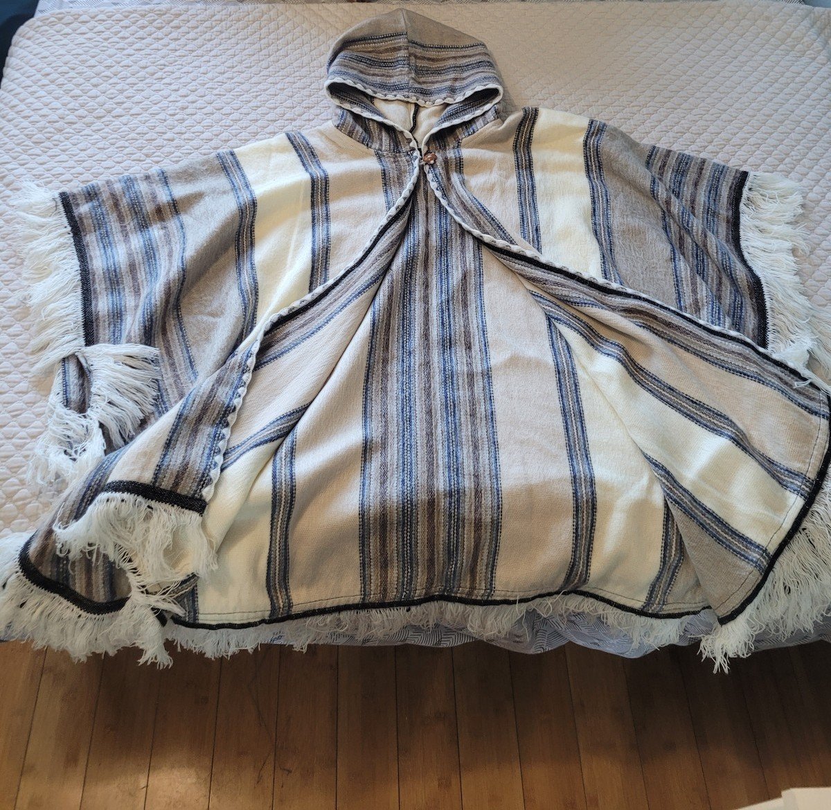 Striped Fringe Poncho