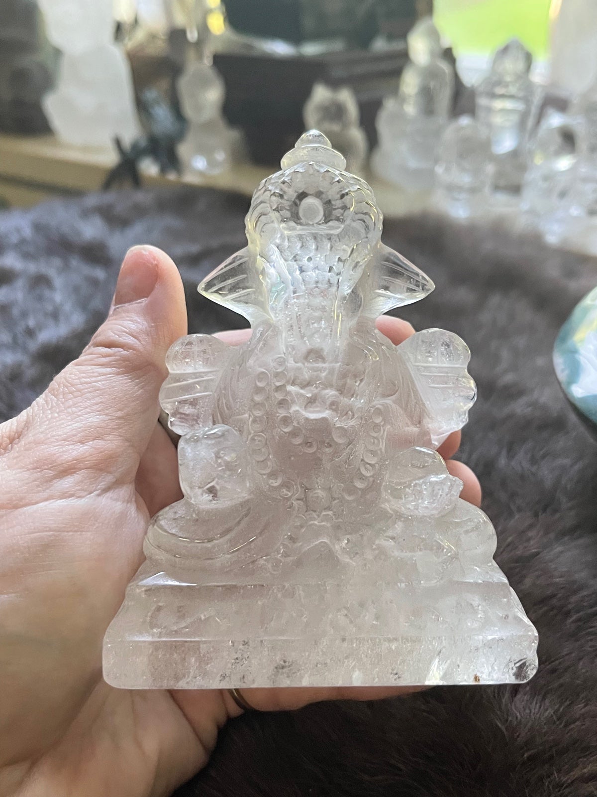 Clear Quartz Ganesha carving