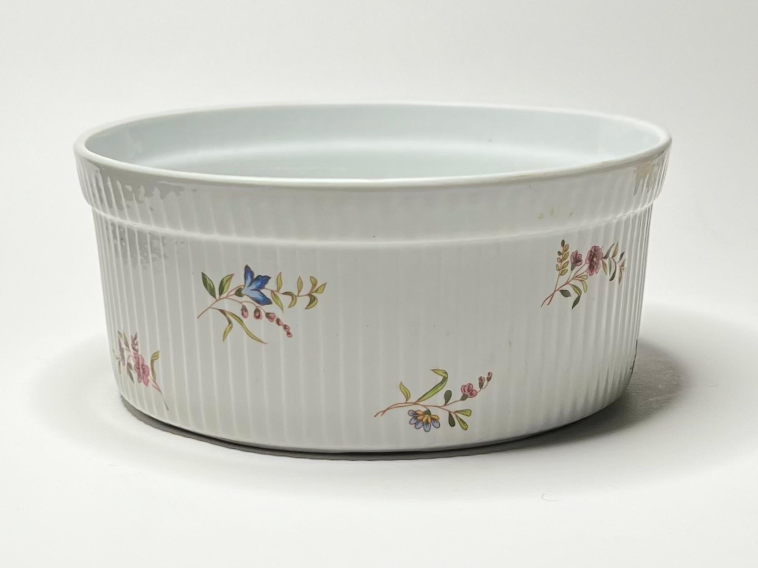 BIA Cordon Bleu Floral Casserole Dish Porcelain Soufflé Baking Pan Bowl