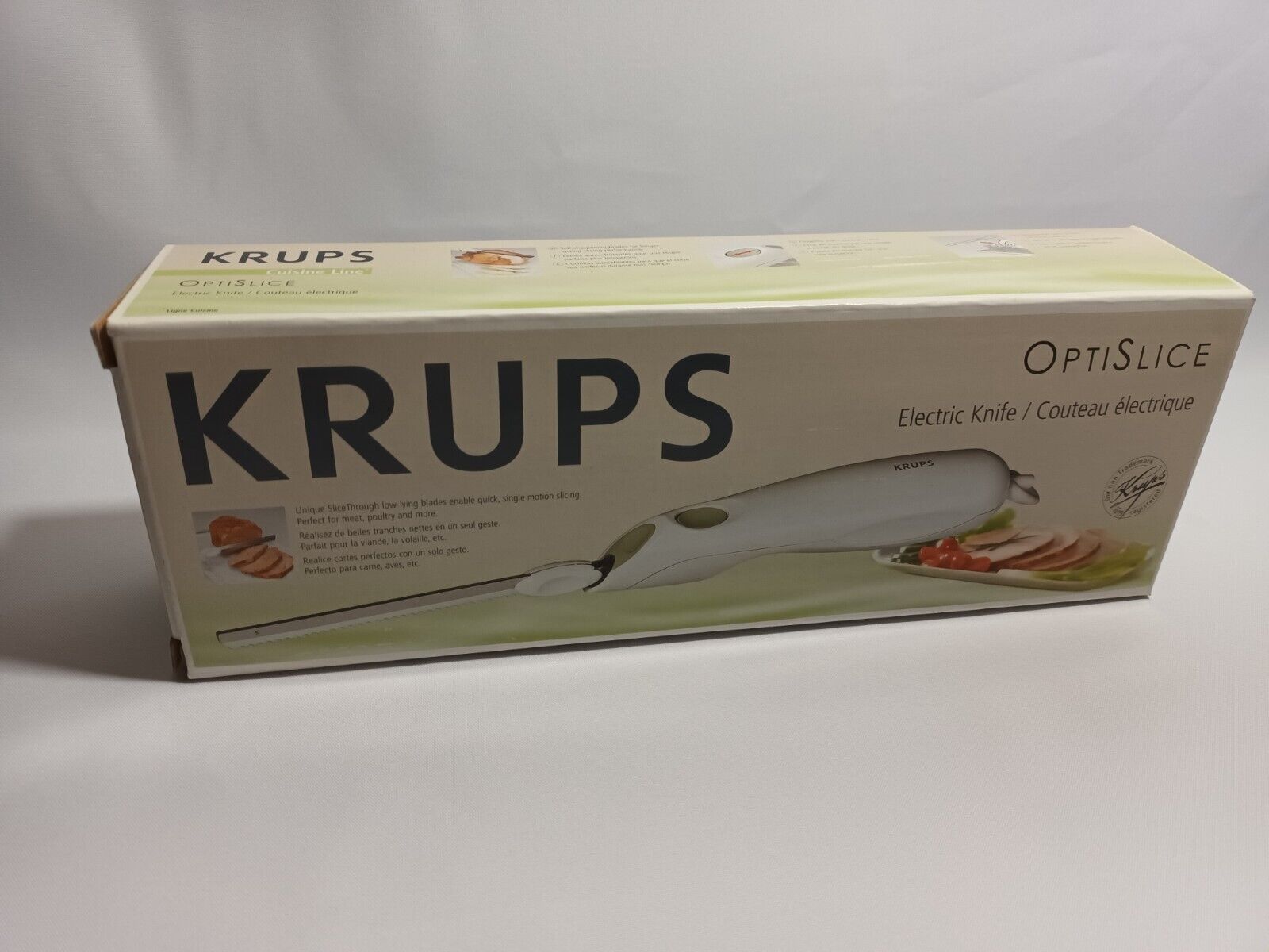 New in Box Krups Optislice Electric Knife Model 371 Slice Carve Meat Self Sharp