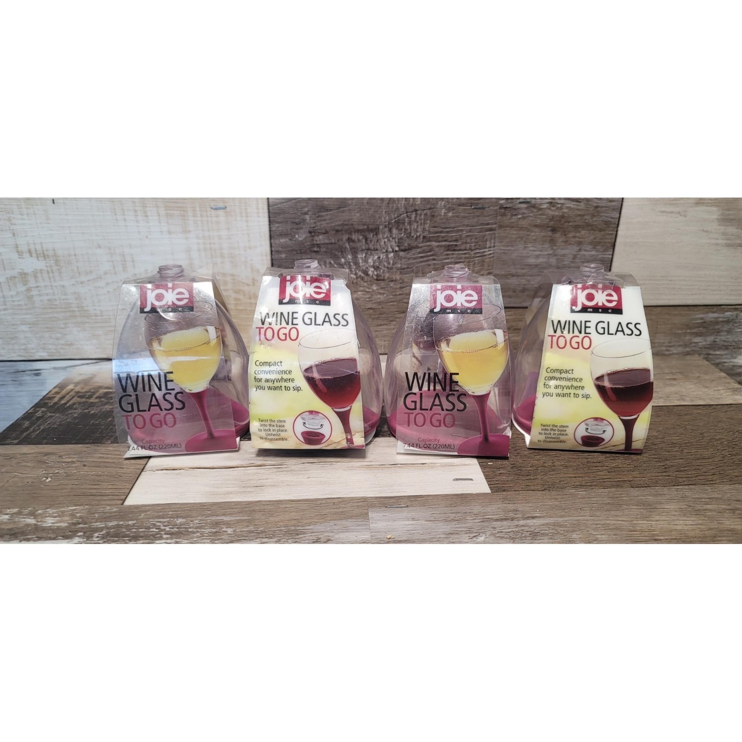 JOEI LOT OF FOUR COMPACT WINE GLASS TO GO BPA FREE CRAMBERRY