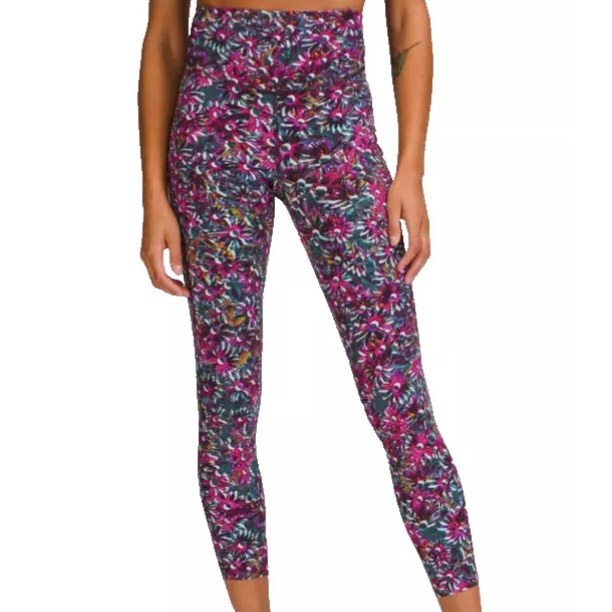 LULULEMON Base Pace Highrise Tight 6 Legging Pant Floral Electric Activewear EUC