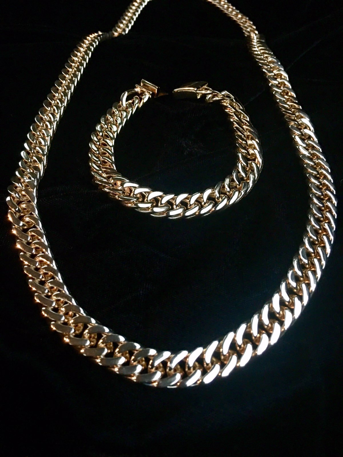 DOUBLE CUBAN LINK CHAIN 18K GOLD ITALY