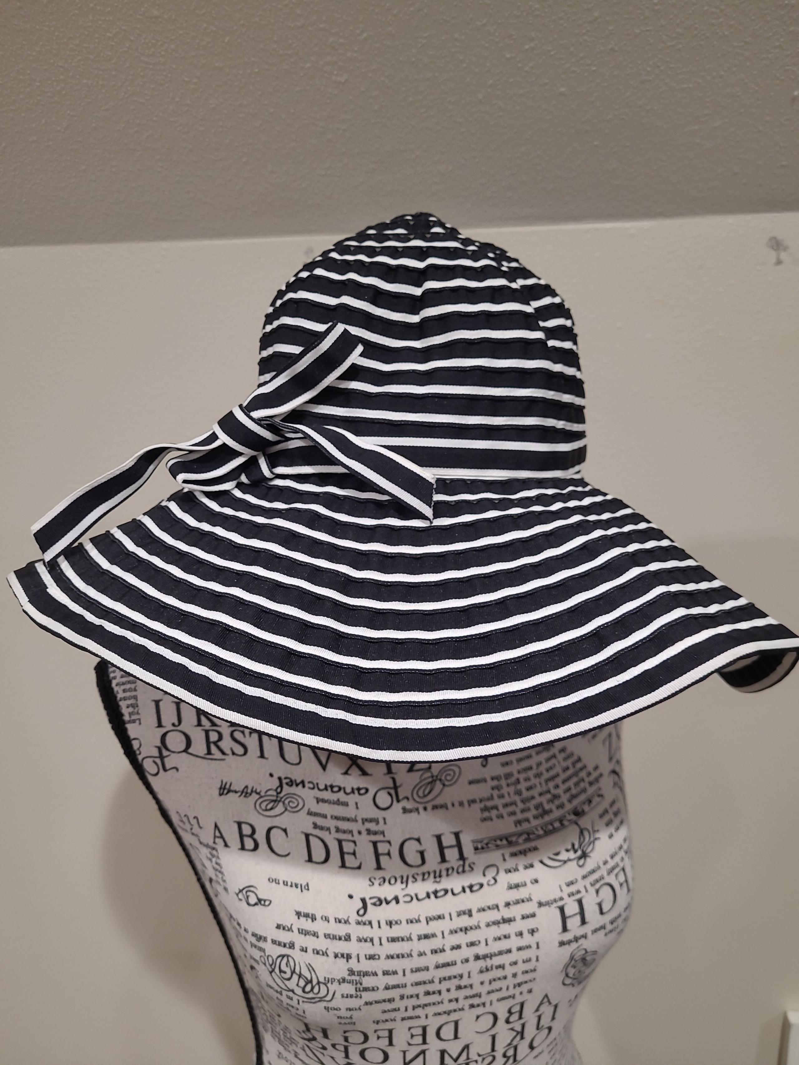 San Diego Hat Co. WOMENS One Size black white sun hat foldable Beachy nautical