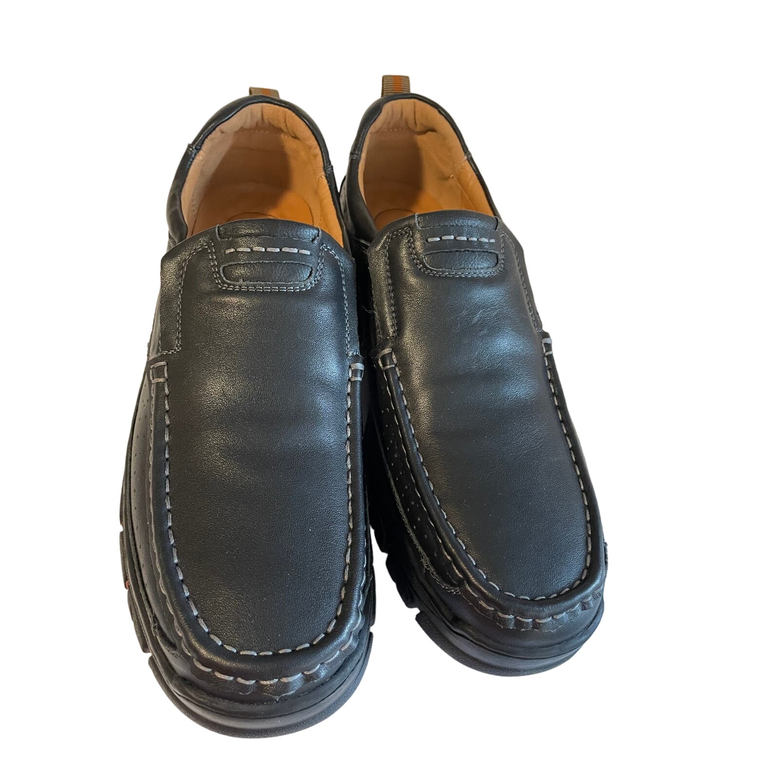 NWOT Venshine men walking shoes size 46/11 leather black casual slip on C634