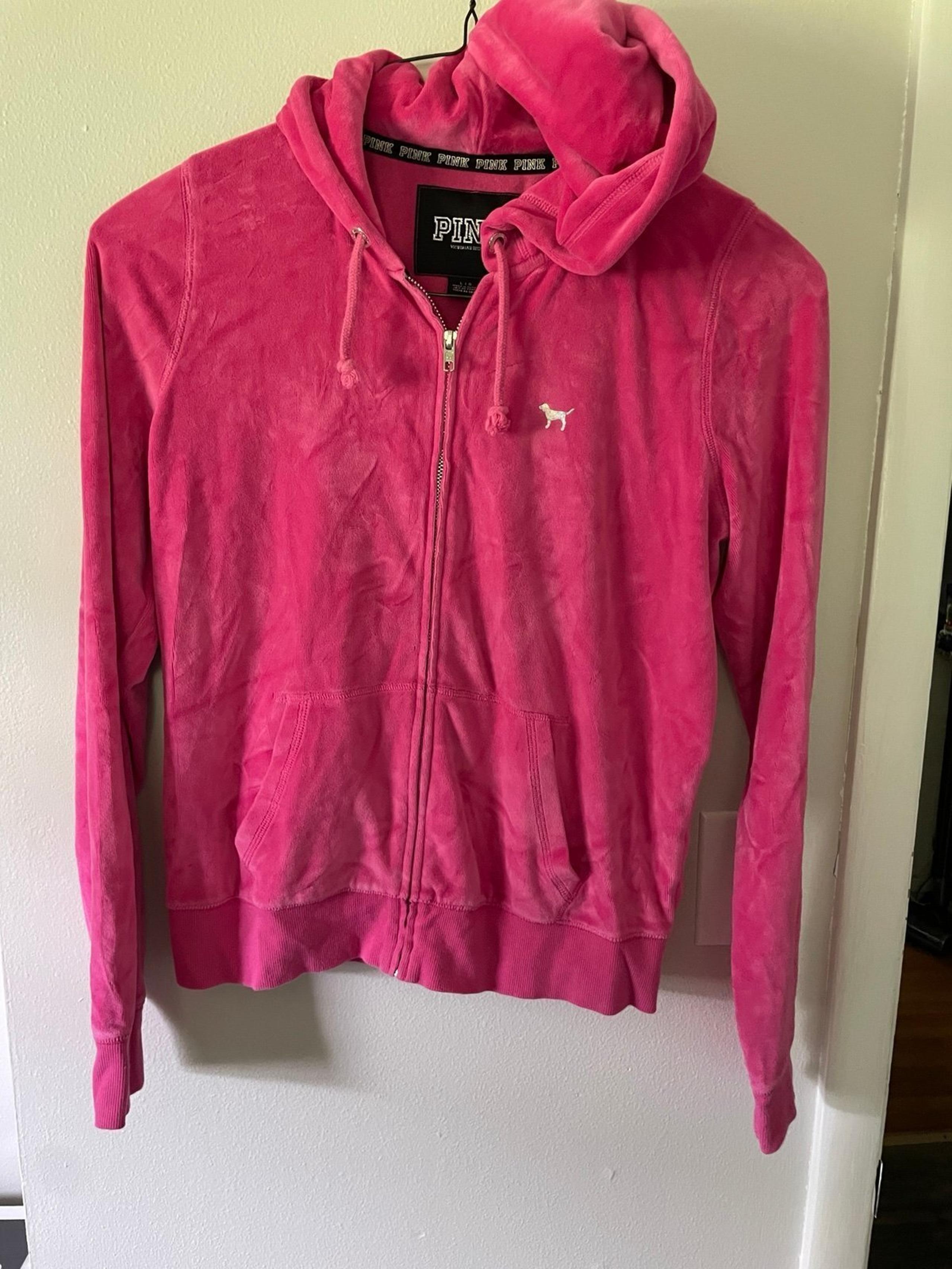 VS Pink Velour Zip Up Sweatshirt