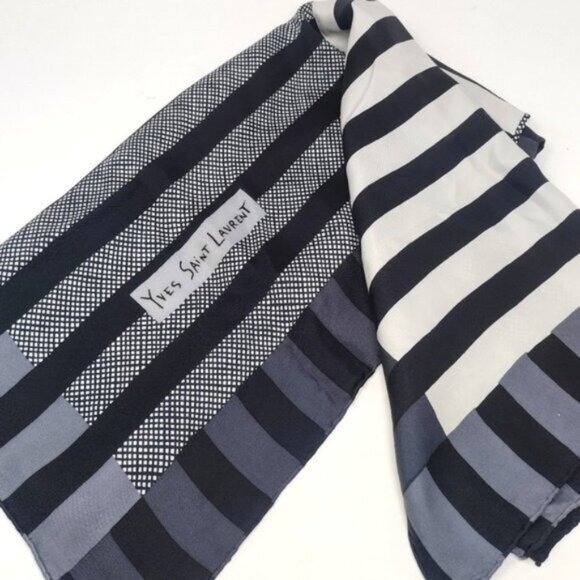 Yves Saint Laurent Stripe Print Cotton Scarf