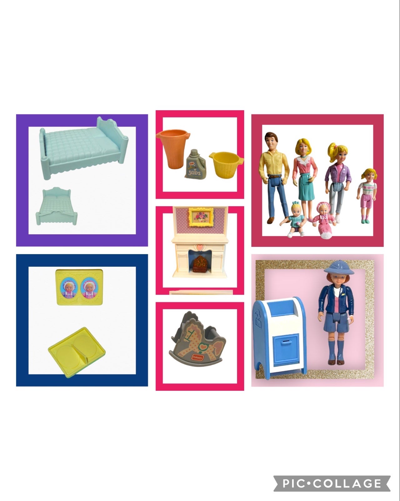 PLAYSKOOL DOLLHOUSE LOT 7 figures people; furniture & accessories!!