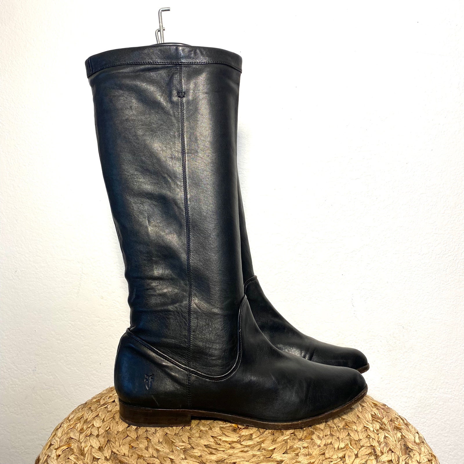 Frye Cindy slouch black leather tall boots