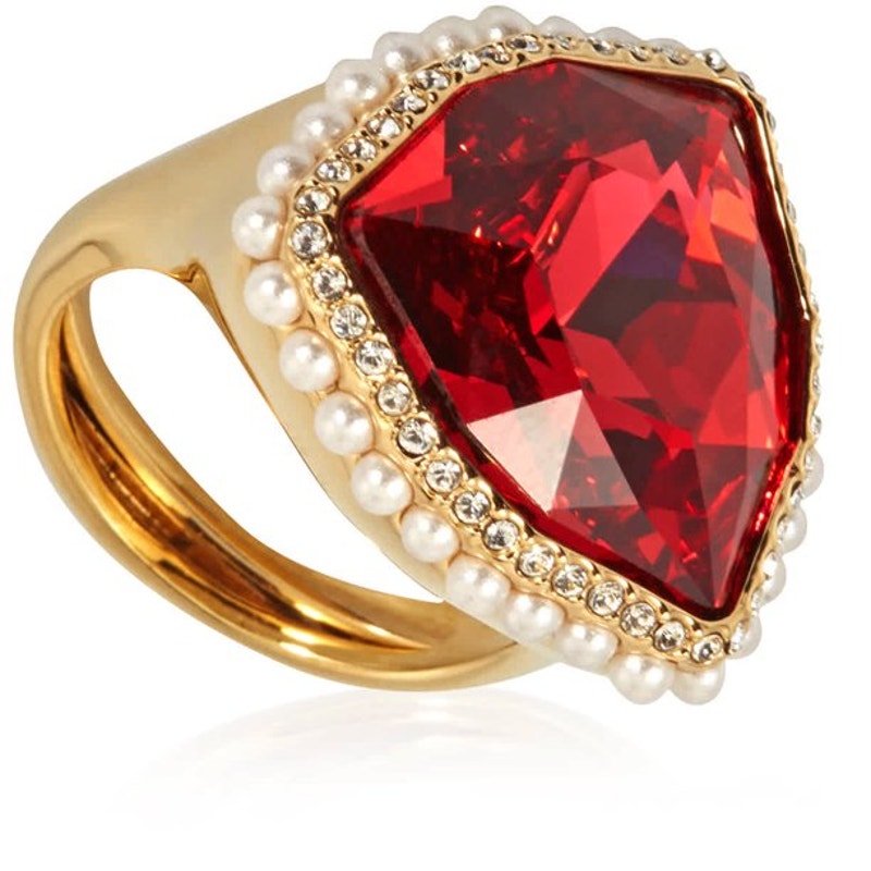 Swarovski Nirvana Ring Red Rose Gold-Tone Finish – Watches