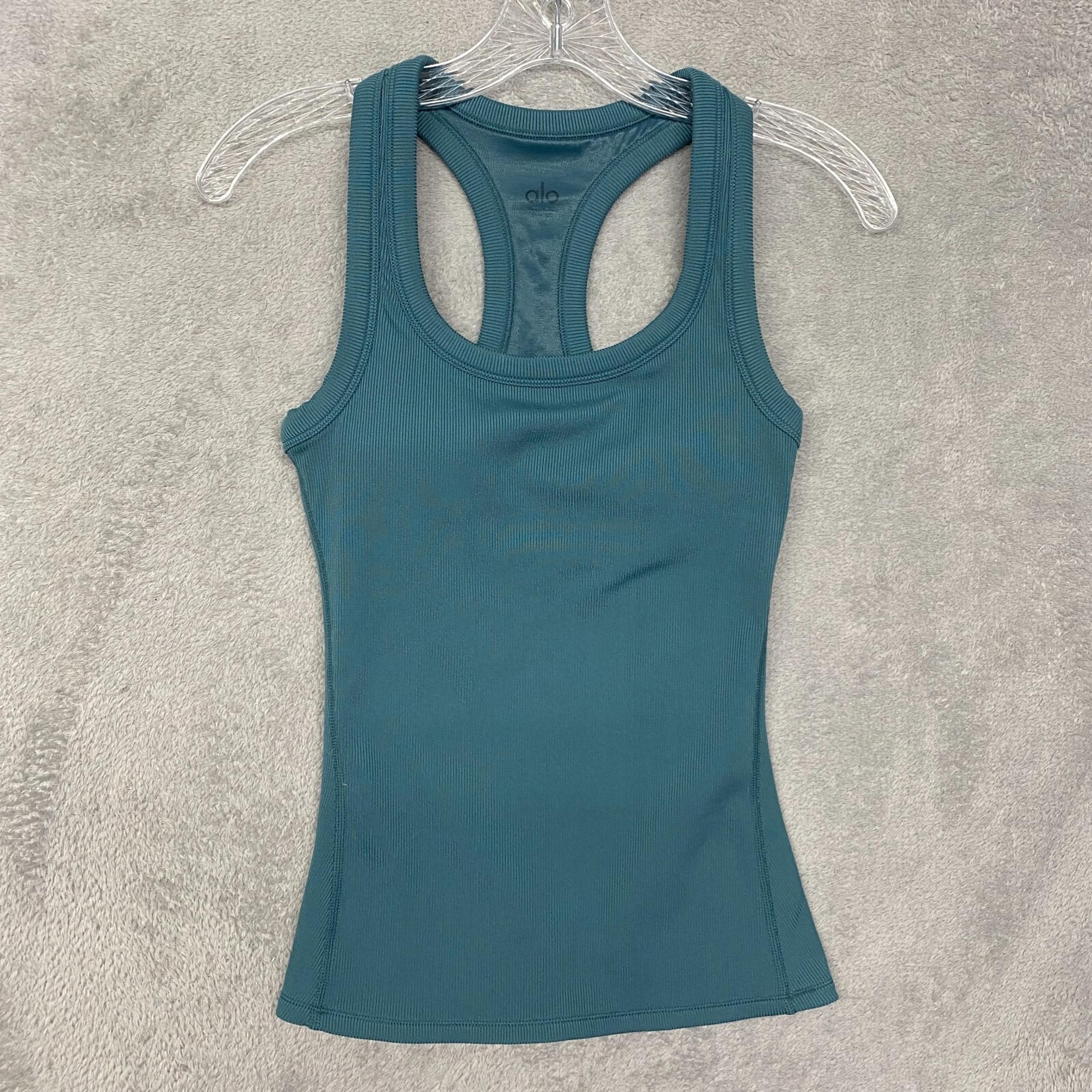 ALO Yoga Tank Top Womens XS Green Racerback Yoga Gym Athletic Padded