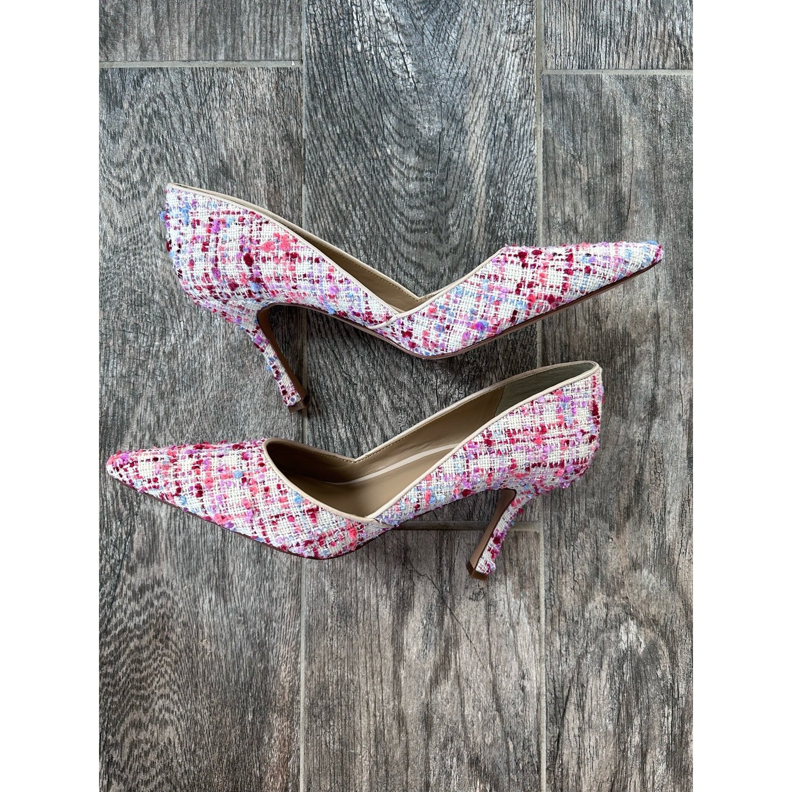 Women Ann Taylor Azra Tweed Multicolor Heels, Size 8