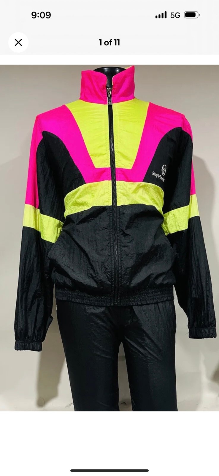 Vintage Rare Sergio Tacchini Neon Infrared Pink Tracksuit Sz 42 Pants 36 W