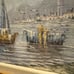 Vintage Original Harbor Boats Oil Painting On Canvas Artist Signed Hill Framed