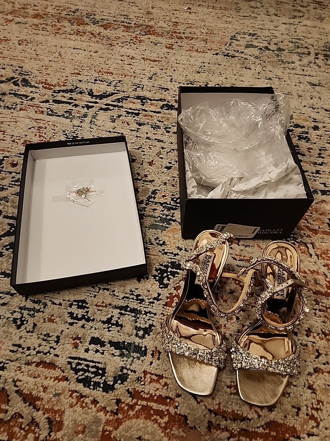 Badgley Mischka Galia Crystal Champagne Stiletto Heels Size 5.5