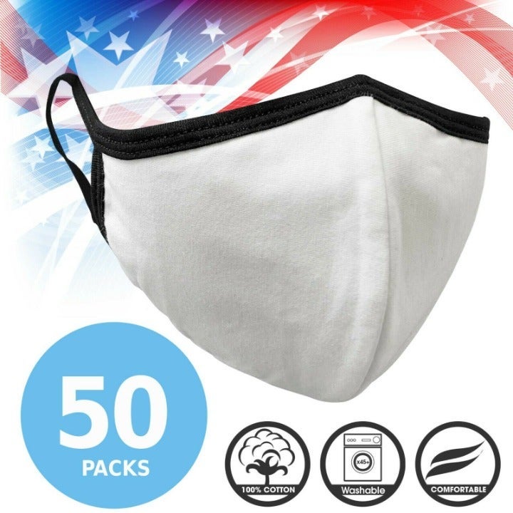 Face Mask Premium White Black Seam