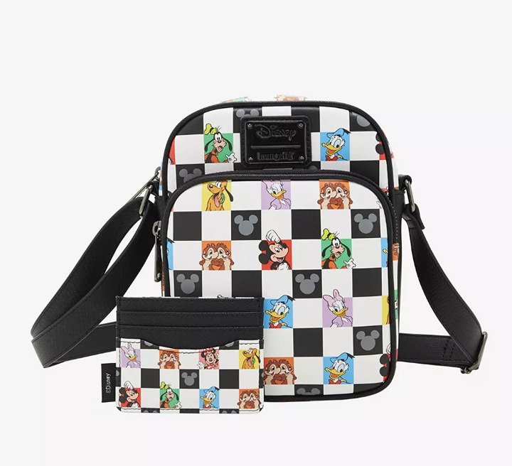 Loungefly Disney Mickey & Friends Checkered Crossbody Bag & Card Holder (Wallet)