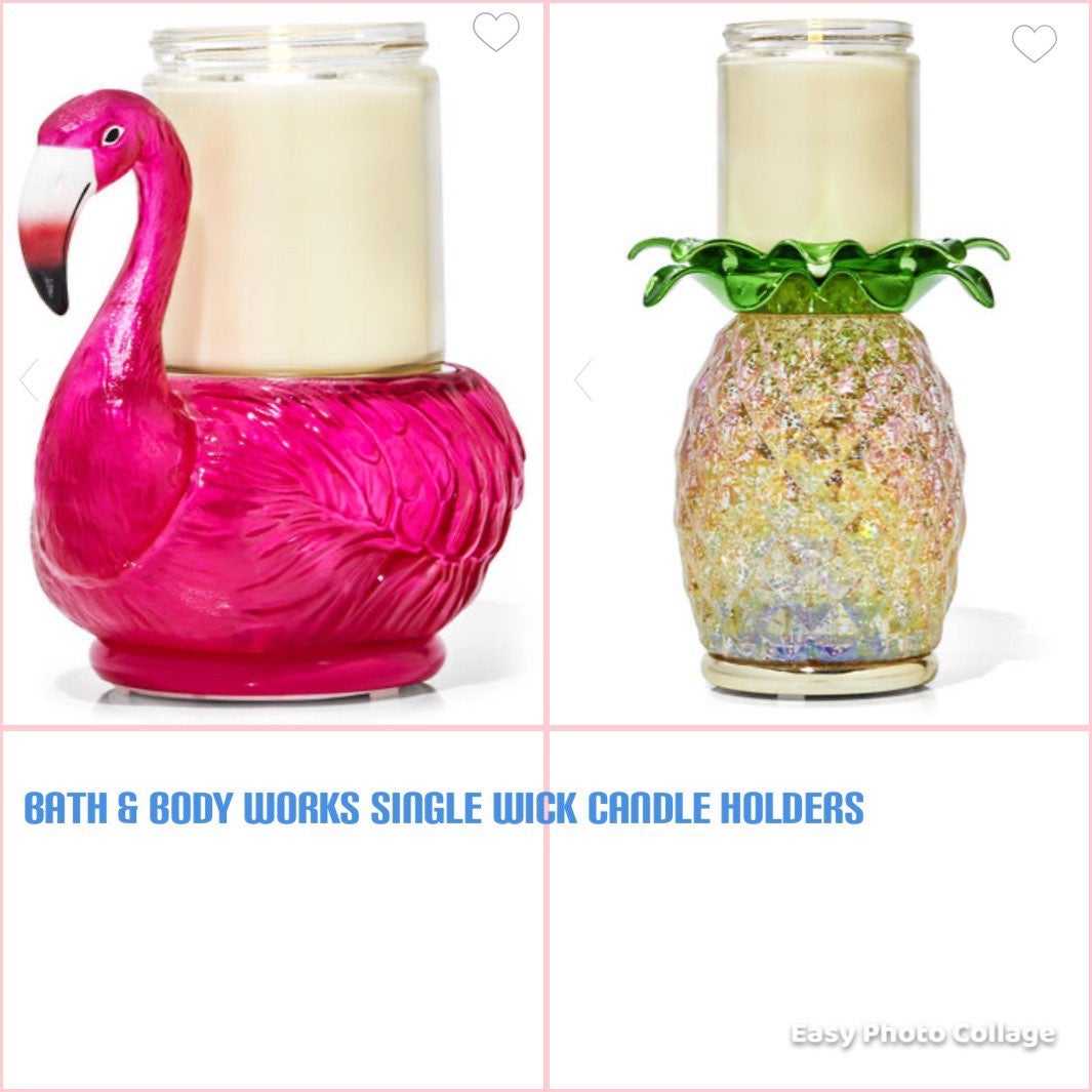 Bath and Body Works Single Wick Water Globe Pineapple & Flamingo Candle Holders