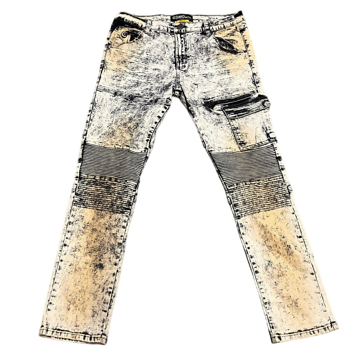 CDMG Caliber Denim Aficionados Jeans Mens 36x32 Destroyed, Zippers, Acid Washed