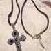 Vintage Sterling Silver Marcasite Cross Pendant Necklace Art Deco Style