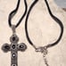 Vintage Sterling Silver Marcasite Cross Pendant Necklace Art Deco Style