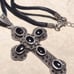 Vintage Sterling Silver Marcasite Cross Pendant Necklace Art Deco Style