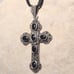 Vintage Sterling Silver Marcasite Cross Pendant Necklace Art Deco Style