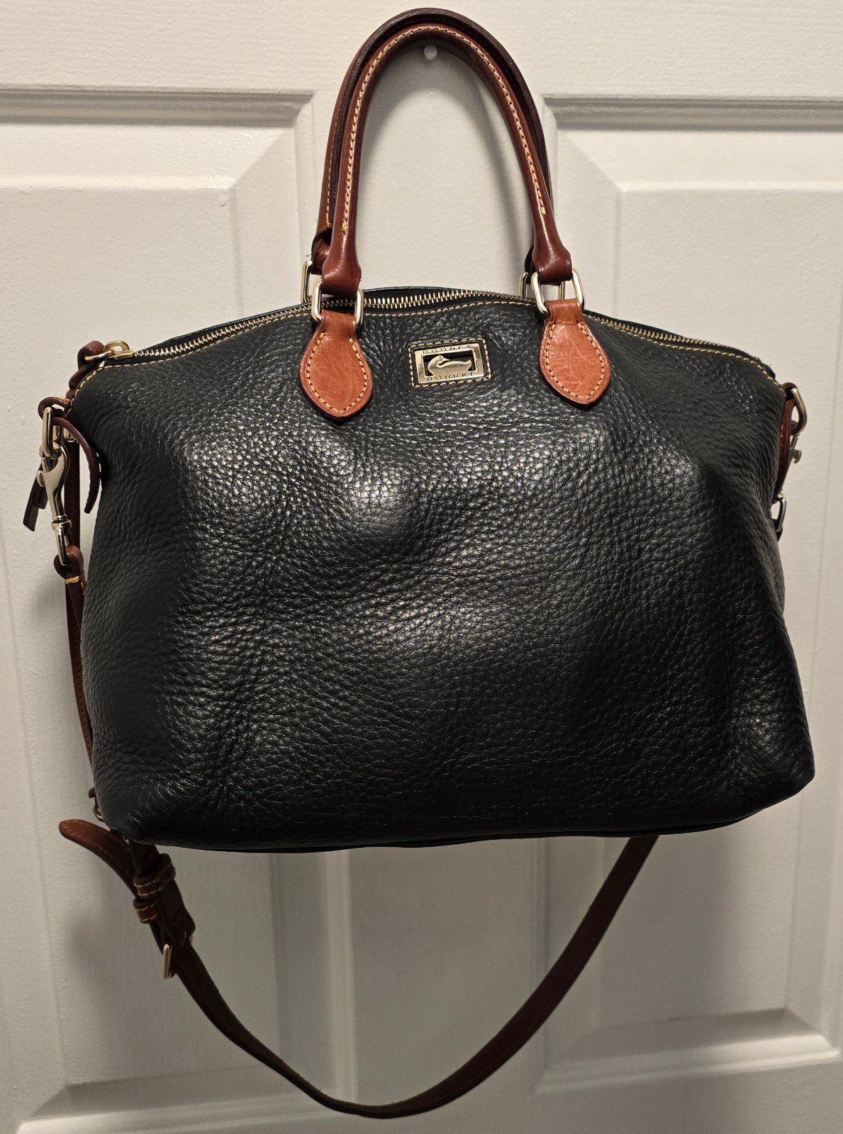 Dooney & Bourke Pebble Grain Women's Satchel/Top Handle Bag, Large - Black