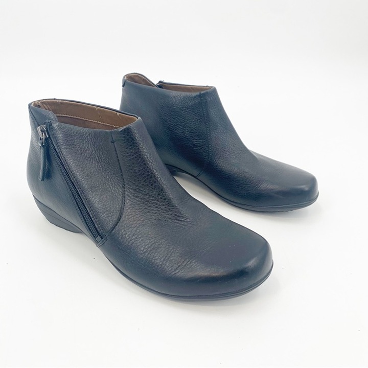 Dansko Genuine Leather Black Zip Ankle Boots 40