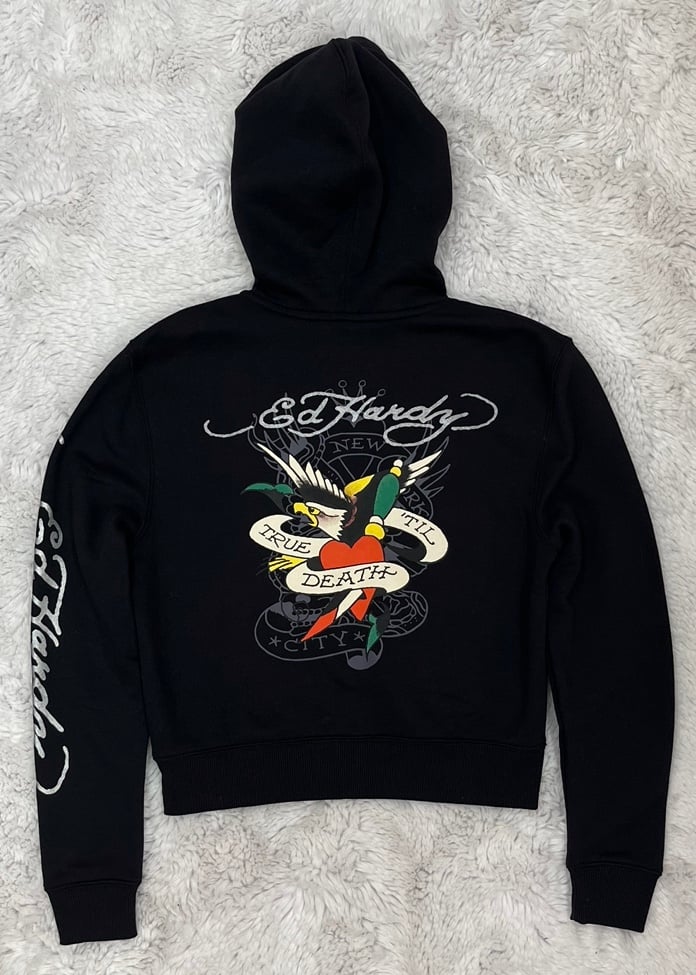 Ed Hardy Cropped Zip Up Hoodie