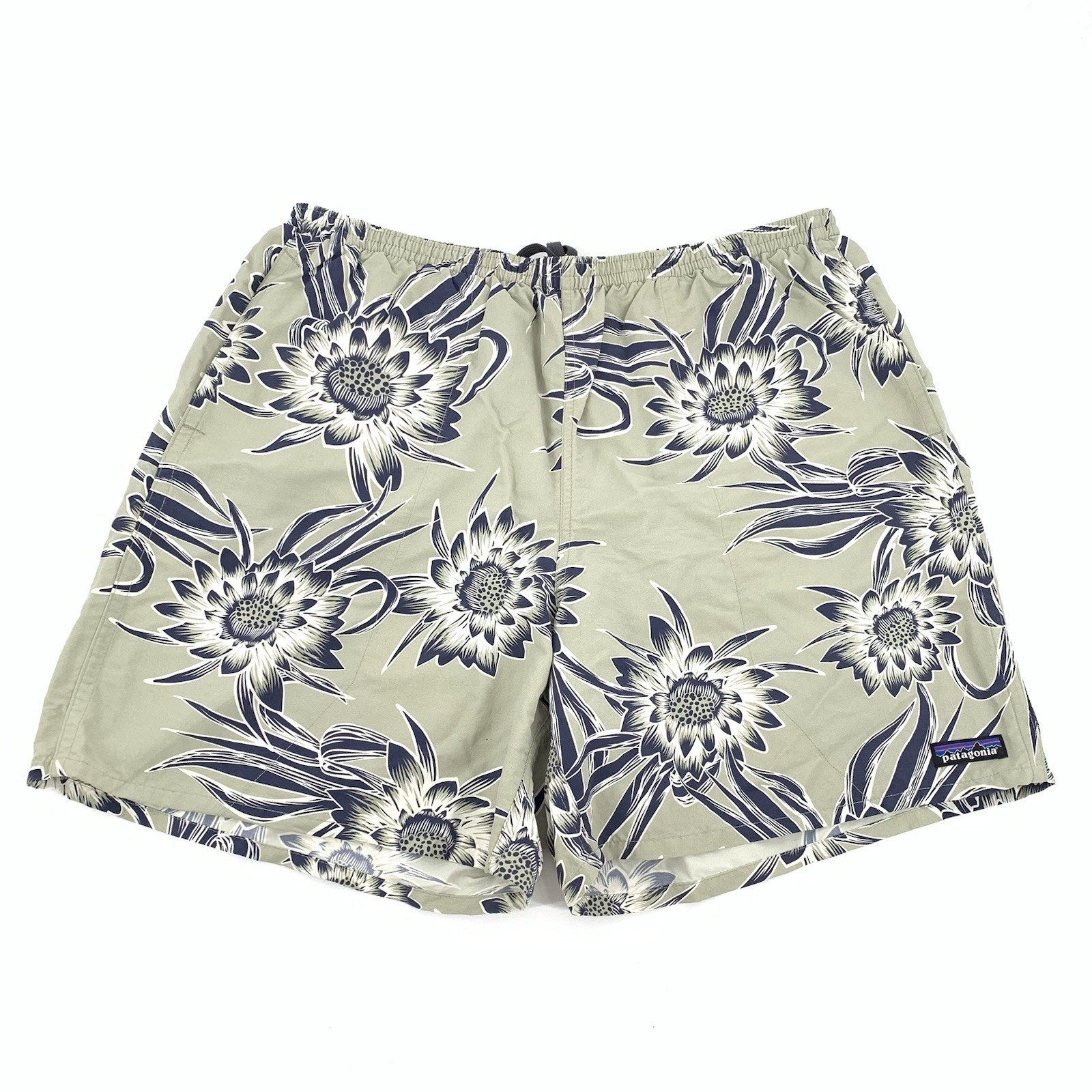 Patagonia Floral Print Standard Length Swim Trunks XL Light Green Blue Shorts