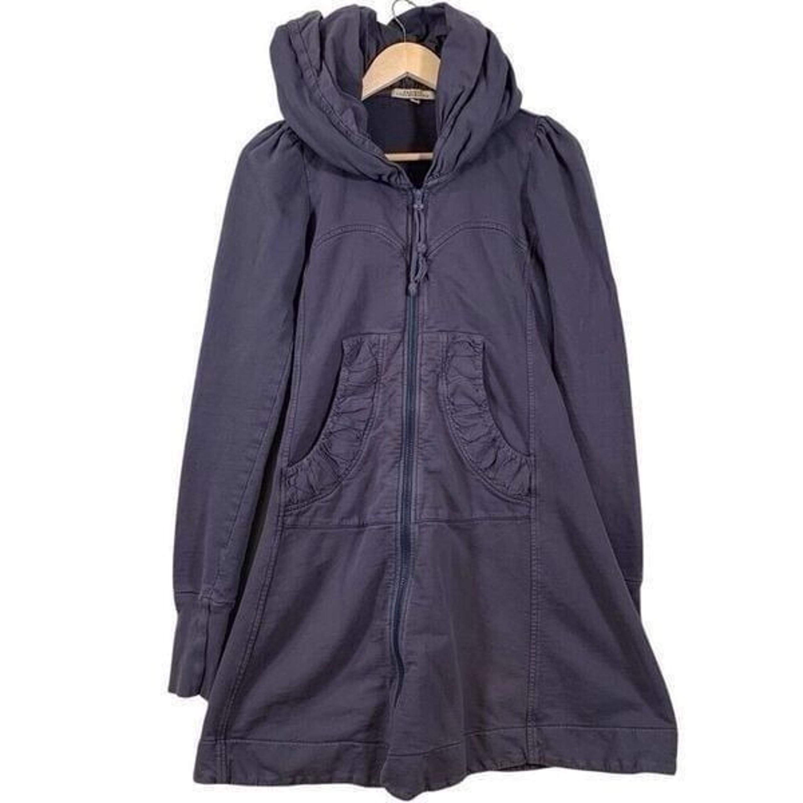 Prairie Underground XS Long Cloak Hoodie Jacket Navy Organic Cotton Flaw