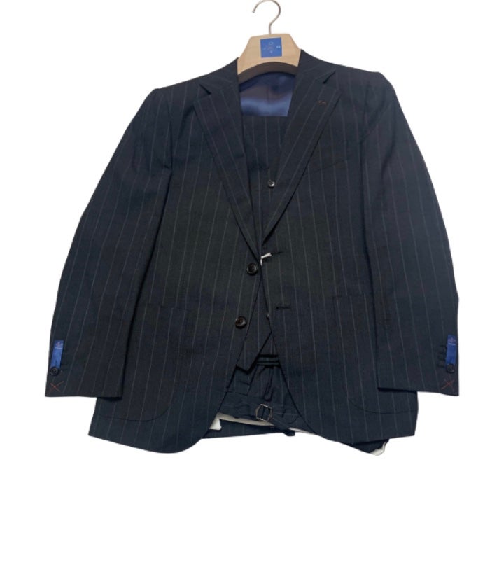 Suit Supply 3-Piece Blue Stripe Suit Size 38S
