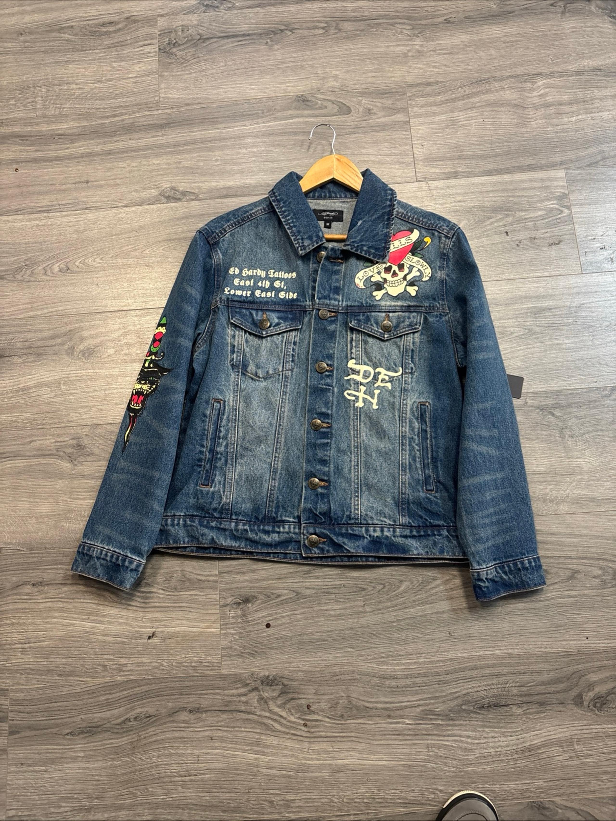 Ed hardy Jean jacket size Large