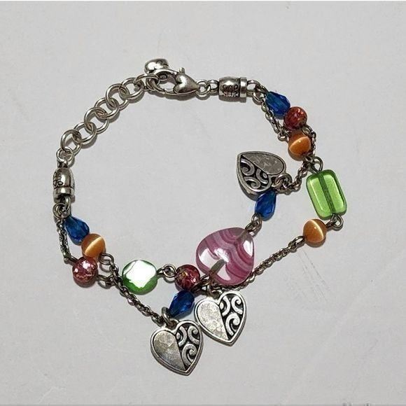 Brighton Deco Bright glass heart charm bracelet