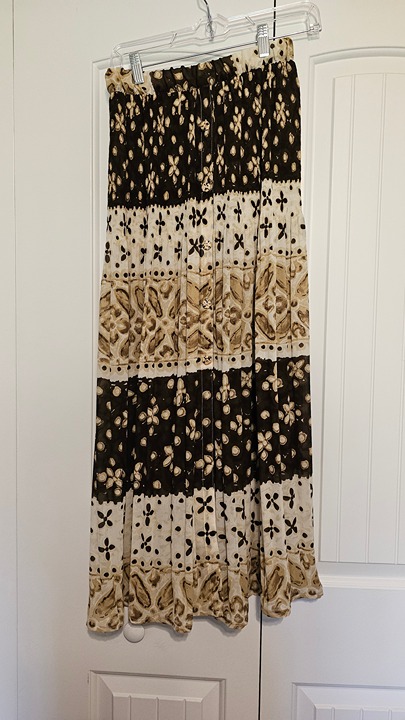 NWT Women's Apriori Long Skirt Button Front Brown/Beige/Cream Size 4