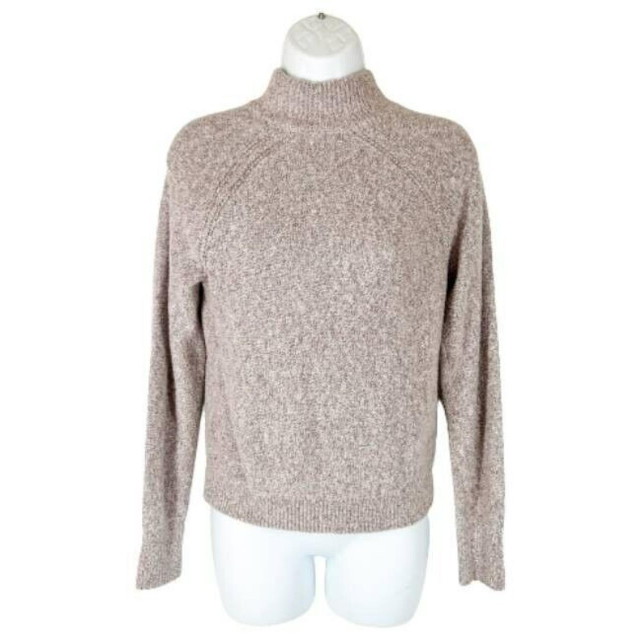 Ambercrombie Sweater XS Fitch Mock Turtleneck Beige Heather Cotton Blend Knit