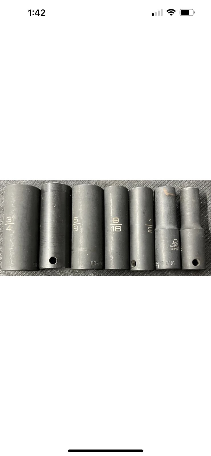 Matco Tools 8 Piece SAE Deep Impact Socket 3/8” Drive 5/16 -3/4 6 Point